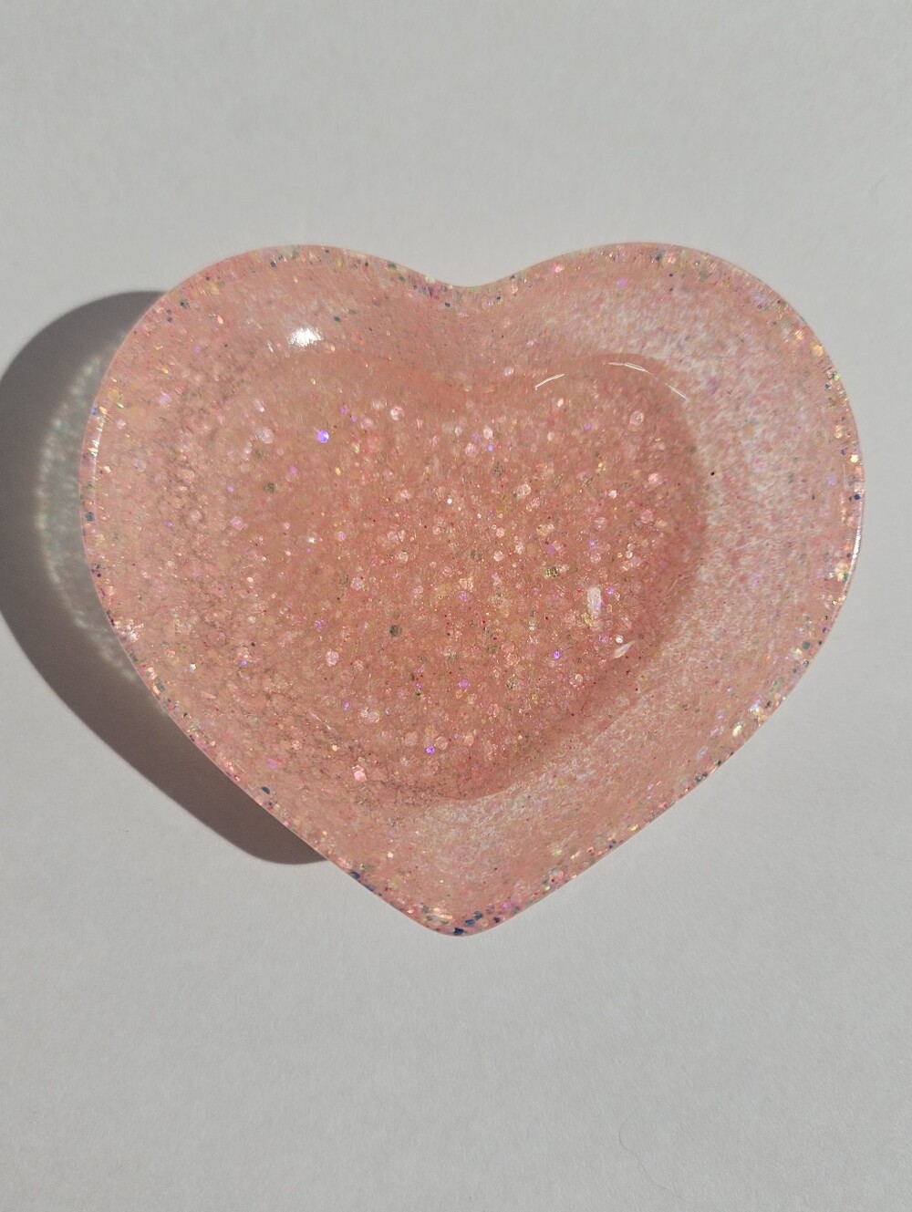 Handmade Pink Glitter Mini Heart Dish Princess Decor Girly Cute Tray Fairycore